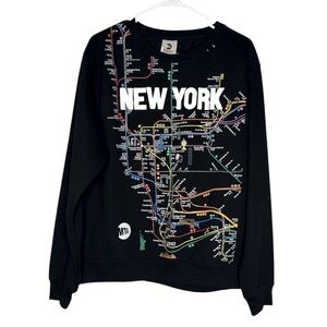 MTA Officially Licensed New York Metro Transit Black Crewneck Sweatshirt Medium
